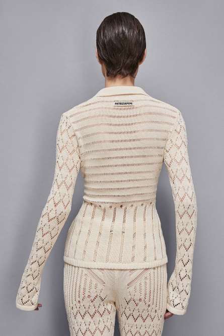 Openwork knit cardigan, Beige, Patrizia Pepe