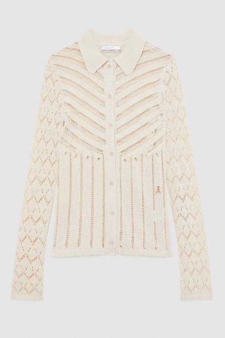 Openwork knit cardigan, Beige, Patrizia Pepe
