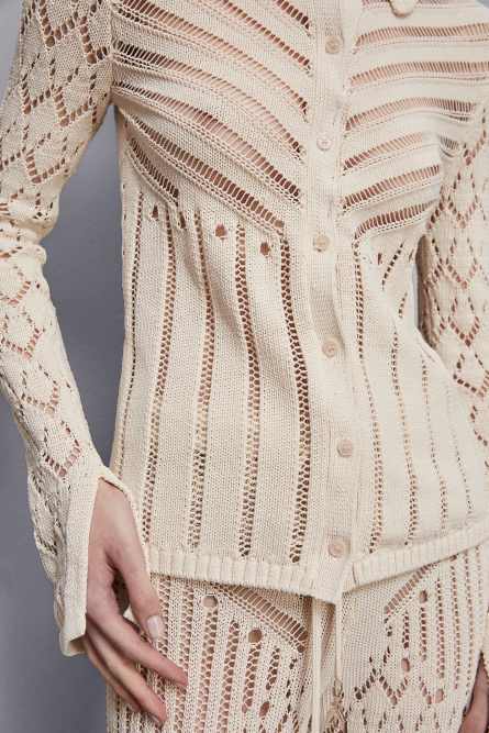 Openwork knit cardigan, Beige, Patrizia Pepe