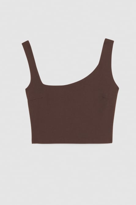 Top skinny in jersey Essential, Marrone, Patrizia Pepe