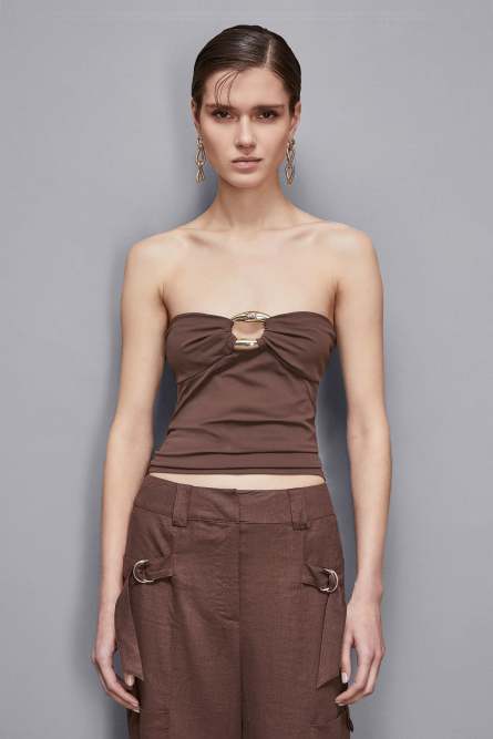 Top aus Jersey Essential, Braun, Patrizia Pepe