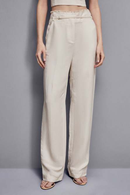 Hose Regular Fit aus Viskose Essential, Beige, Patrizia Pepe