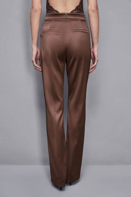 Regular fit satin pants, Brown, Patrizia Pepe