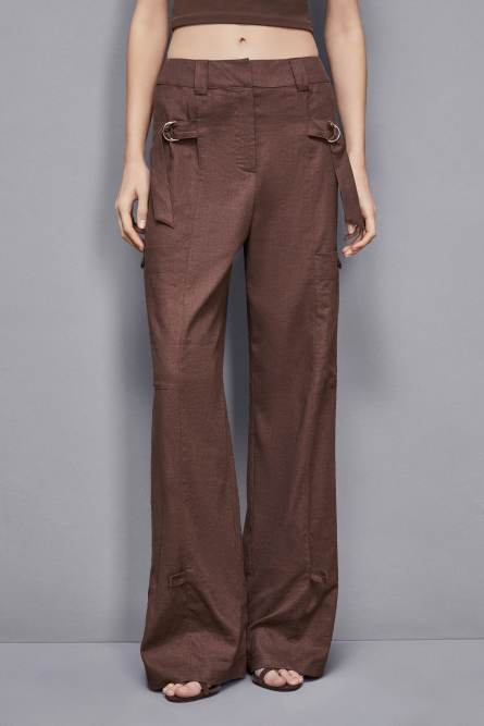Linen cargo pants, Brown, Patrizia Pepe