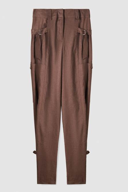 Linen cargo pants, Brown, Patrizia Pepe