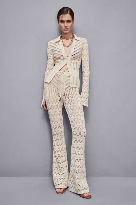 Openwork pants in viscose blend, Beige, Patrizia Pepe