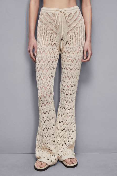 Openwork pants in viscose blend, Beige, Patrizia Pepe