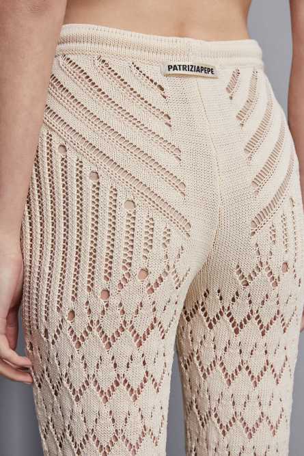 Openwork pants in viscose blend, Beige, Patrizia Pepe
