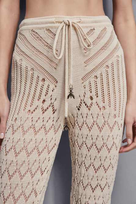 Openwork pants in viscose blend, Beige, Patrizia Pepe