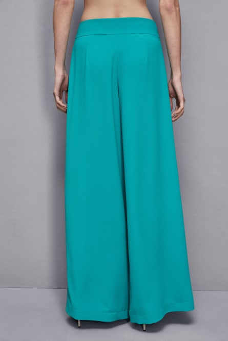 Pantalón palazzo plisado, Verde