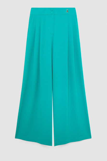 Pantalón palazzo plisado, Verde