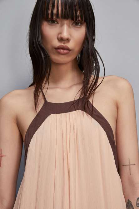 Two-tone midi dress, Beige, Patrizia Pepe