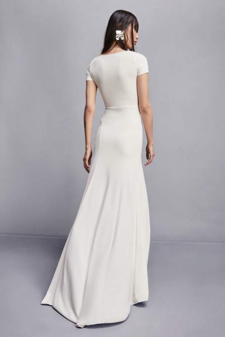 Mermaid skinny dress wide neckline, White, Patrizia Pepe