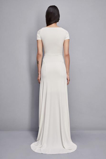 Mermaid skinny dress wide neckline, White, Patrizia Pepe