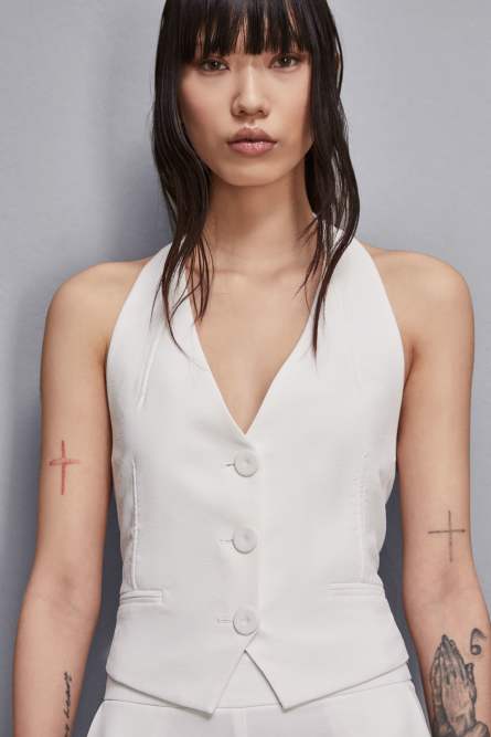 Halter neckline vest, White, Patrizia Pepe