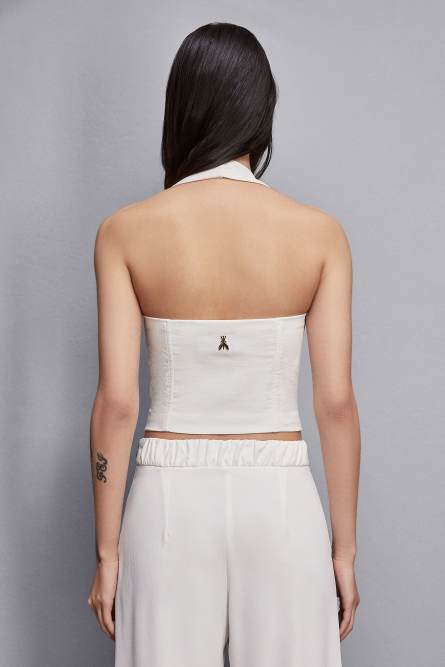 Halter neckline vest, White, Patrizia Pepe