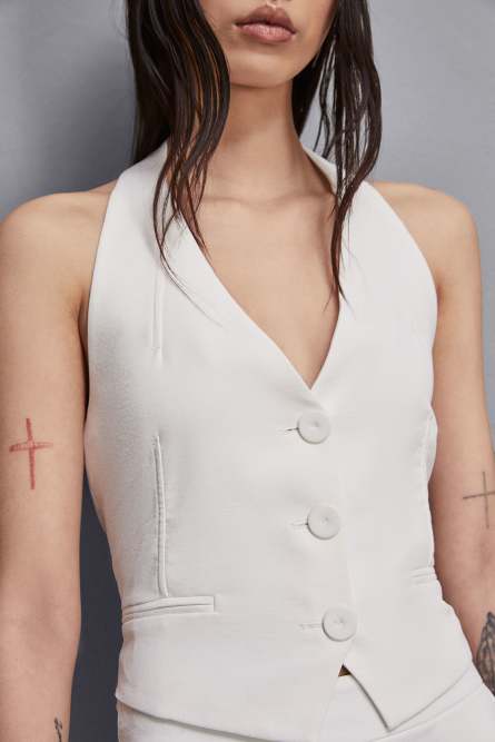 Halter neckline vest, White, Patrizia Pepe