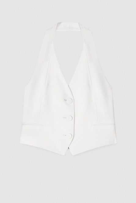 Halter neckline vest, White, Patrizia Pepe