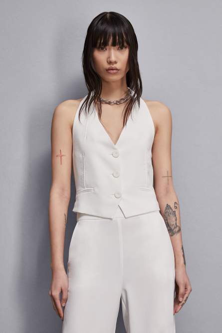 Halter neckline vest, White, Patrizia Pepe