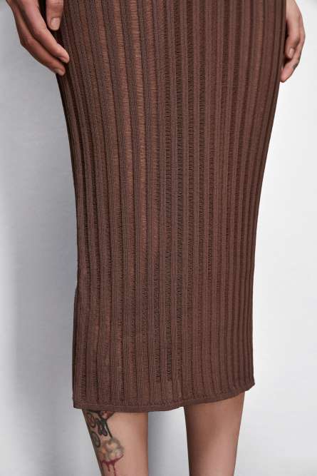 Gonna midi in maglia, Marrone, Patrizia Pepe