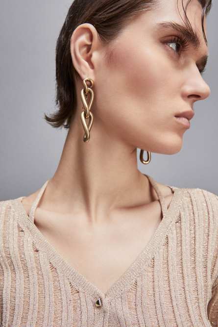 New Chain brass earrings, Gold, Patrizia Pepe