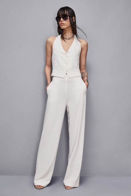 Straight crepe pants, White, Patrizia Pepe