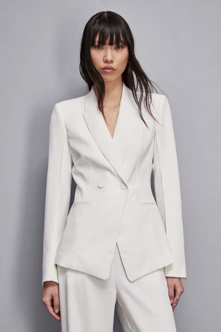 Double-breasted crepe jacket, White, Patrizia Pepe