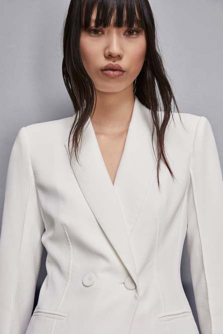 Double-breasted crepe jacket, White, Patrizia Pepe