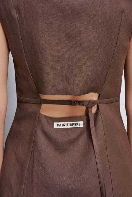 Essential viscose and linen vest, Brown, Patrizia Pepe