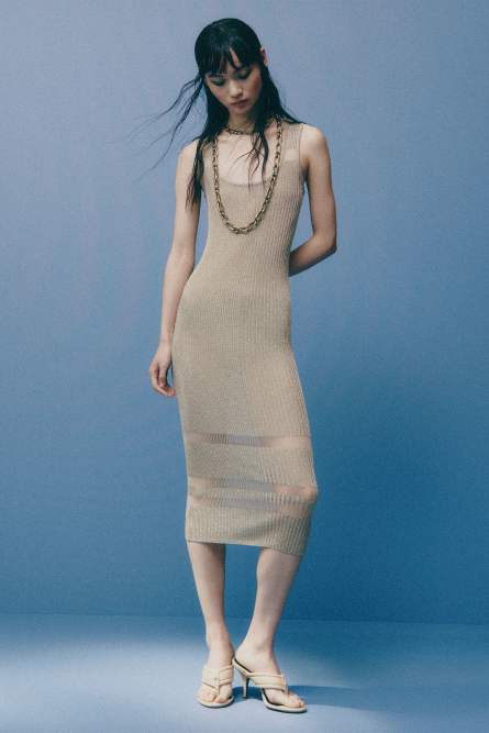 Sleeveless dress with wide neckline, Gold, Patrizia Pepe
