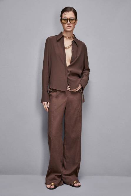 Silk blend shirt, Brown, Patrizia Pepe