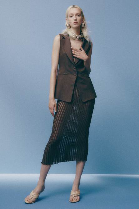 Gonna midi in maglia, Marrone, Patrizia Pepe