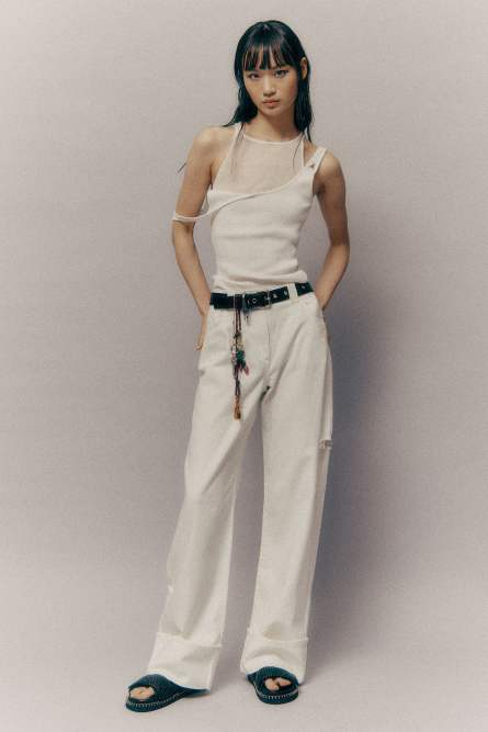 Low waisted denim pants with turn up, White, Patrizia Pepe