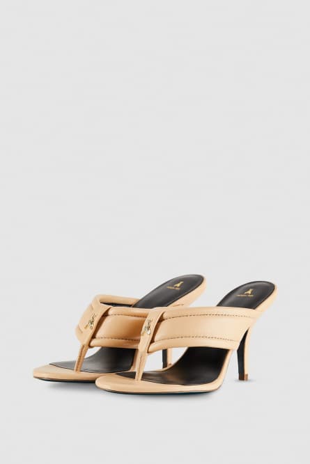 Heeled sandals in nappa leather, Apricot, Patrizia Pepe