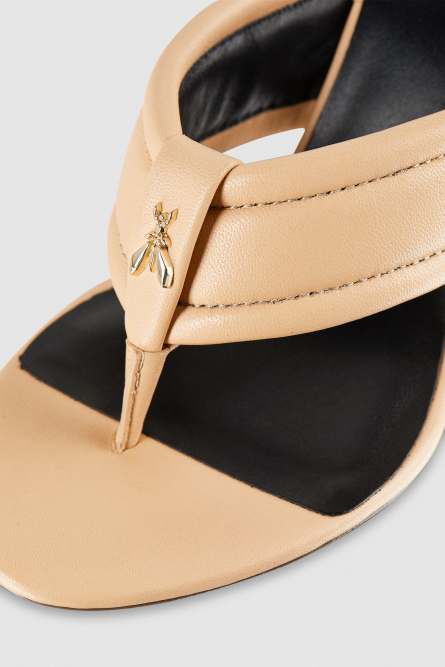Heeled sandals in nappa leather, Apricot, Patrizia Pepe