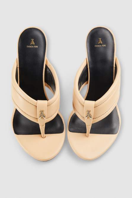 Heeled sandals in nappa leather, Apricot, Patrizia Pepe