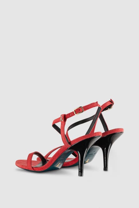 Sandalias de tacones en ante, Rojo