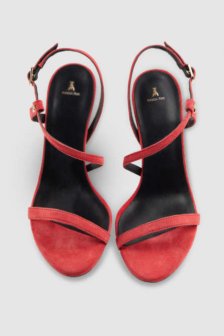 Sandalias de tacones en ante, Rojo