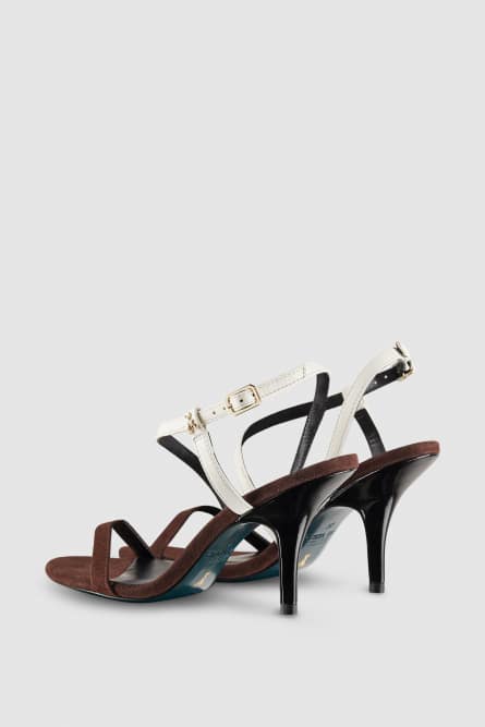 Heeled sandals in smooth leather, Brown, Patrizia Pepe
