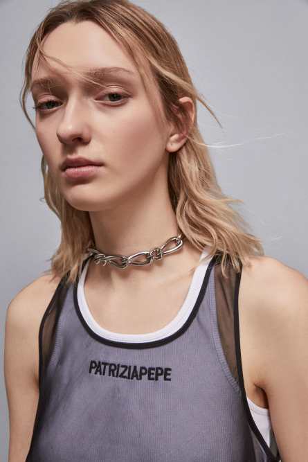 Halskette New Chain aus Messing und Aluminium, Silber, Patrizia Pepe