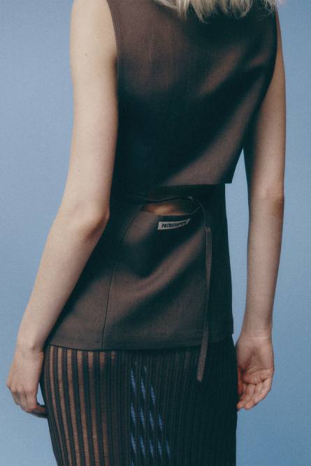 Essential viscose and linen vest, Brown, Patrizia Pepe