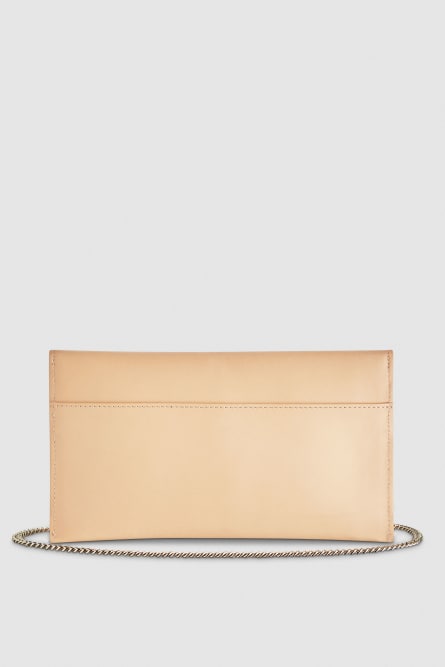 Fly leather clutch bag with chain, Apricot, Patrizia Pepe