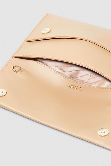 Fly leather clutch bag with chain, Apricot, Patrizia Pepe