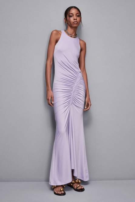 Robe longue à fronces, Violet, Patrizia Pepe