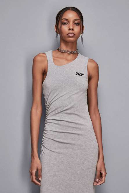 Stretch viscose midi dress, Grey, Patrizia Pepe