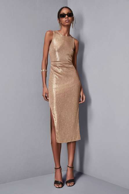 Vestido ceñido de jersey, Oro