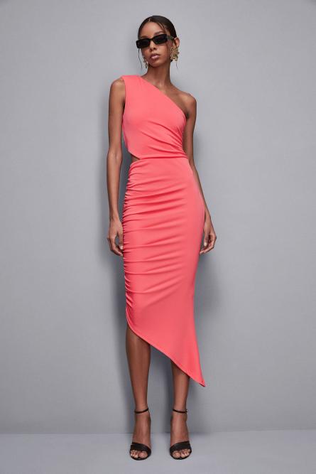 Essential one-shoulder jersey dress, Pink, Patrizia Pepe