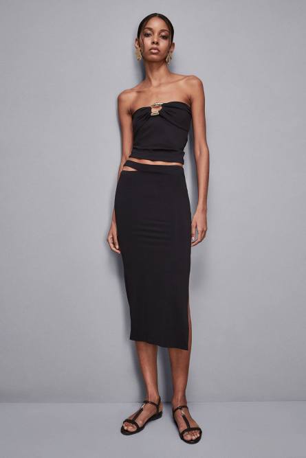 Essential jersey skinny skirt, Black, Patrizia Pepe