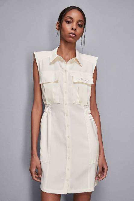 Mini twill shirt dress, White, Patrizia Pepe