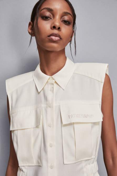 Mini twill shirt dress, White, Patrizia Pepe